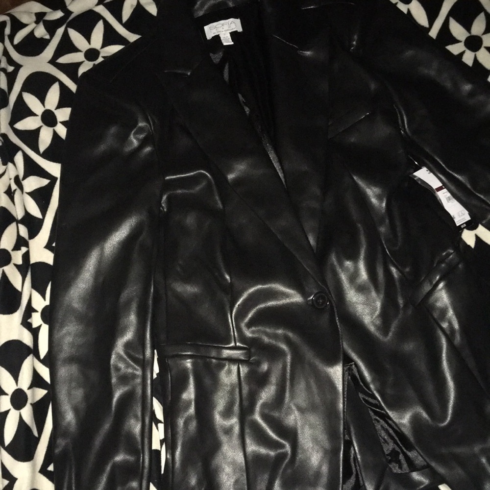 Sofia Black Faux Leather Blazer